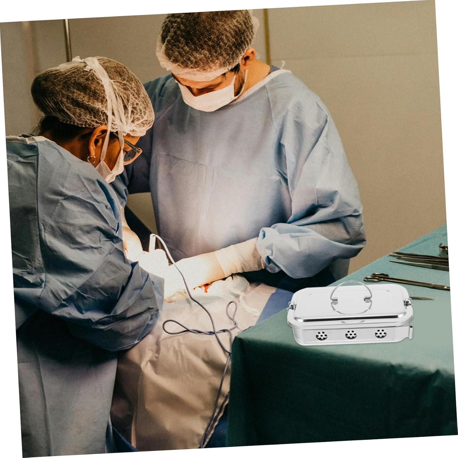 Box Stainless Steel Tray Holes and Lid for Tools Medical Storage Case for Lab Doctor Tool Organizer For image number 4