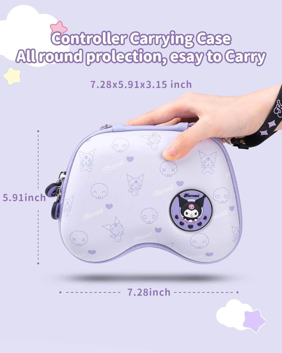 Kuitmor Cute Controller Protection Case, Portable Travel Carrying Bag Hard Shell Storage Case Fits PS4, PS5, NS Pro, Xbox with Internal Pocket for Data Cables and Accessories image number 5