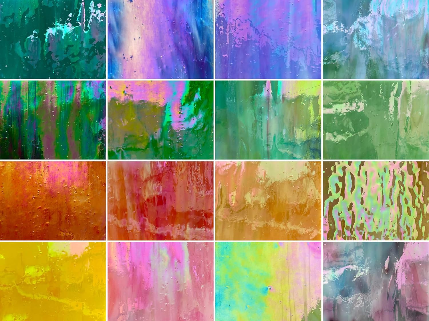 LITMIND 16 Vibrant Iridescent Stained Glass Sheets Variety Pack - 6 X 4 Inch Cathedral Art Glass, Ideal for Mosaic Crafts & Supplies, Unleash Creativity with Stunning Stained Glass Projects image number 4