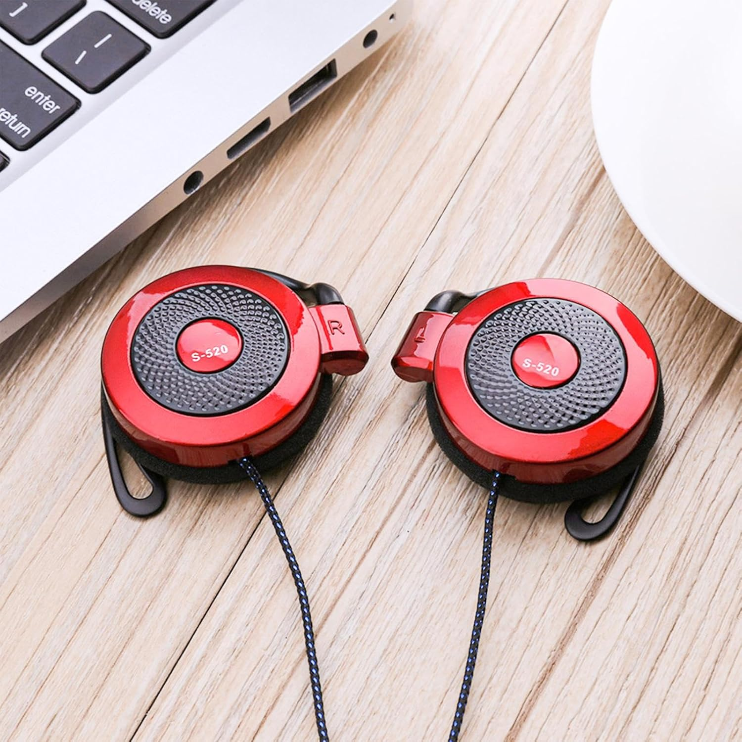 Wired Clip Earphones - Clip Type Earphones Wired, Clip on Earphones Wired | 3.5Mm Ear Hook Type Stereo Sports Earbuds, Mobile Phone Accessories Headphones Running Workout Jogging Hiking - Black image number 7