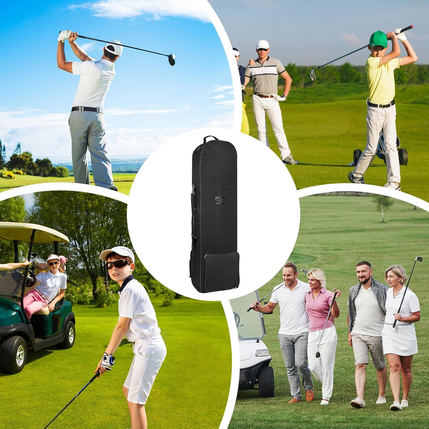 Golf Club Travel Case - Rolling Sports Bag, Foldable Gear Carrier | Heavy Duty Gear Carrier with Wheels, Water Resistant Cover for Hiking, Weekly Getaways image number 1