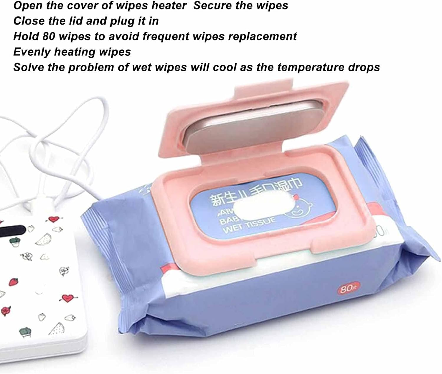 Baby Wipe Warmer, Portable USB Wet Wipes Heater Providing Constant Temperature for Travel and Car Journeys, Comforting Baby Skin image number 2