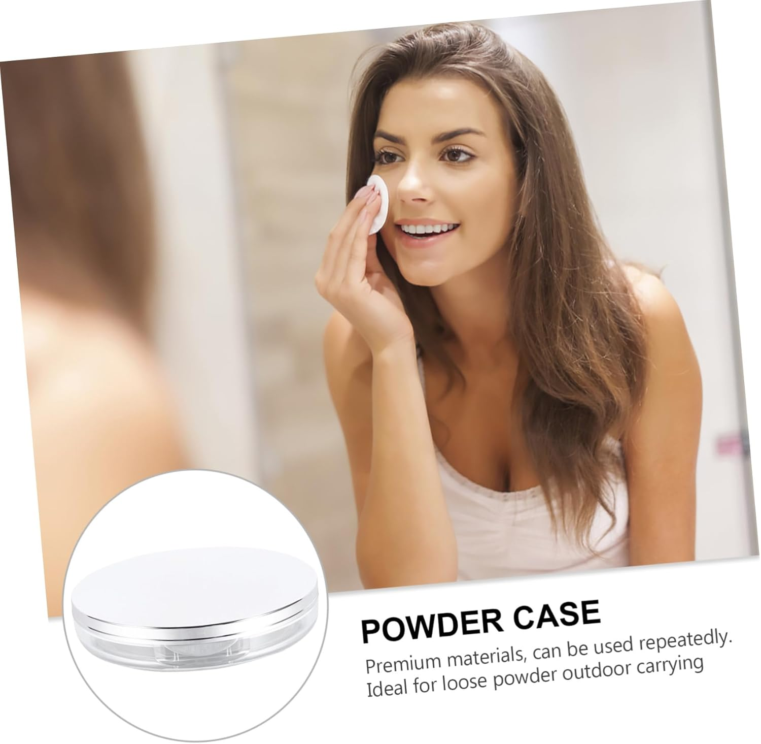 Minkissy Makeup Powder Puff 2Pcs Powder Compact Container, Plastic Empty Makeup Loose Powder Case with Puff and Elasticated Net Sifter Cushion Puff image number 6