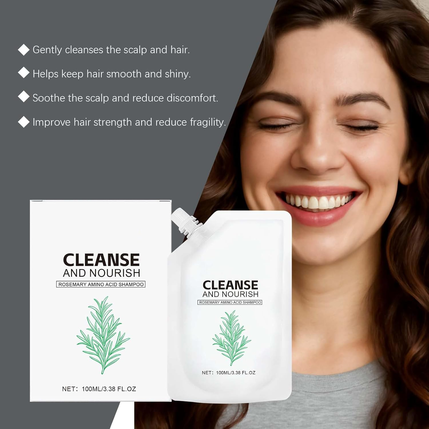 Volumizing Rosemary Shampoo for Oily Scalp - Rosemary Amino Acid Thickening Shampoo for Thinning Hair - Thickening Blend to Strengthen Hair & Reduce Shedding for Men & Women, 100 Ml (5 Boxes) - 3 Boxes image number 4