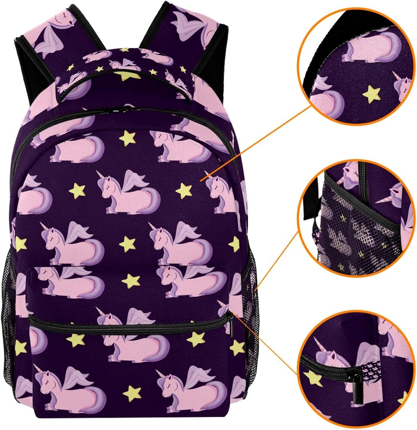 Cute Unicorns of Fairy Tale Pattern Backpack Students Shoulder Bags Travel Bag College School Tote Backpacks image number 4