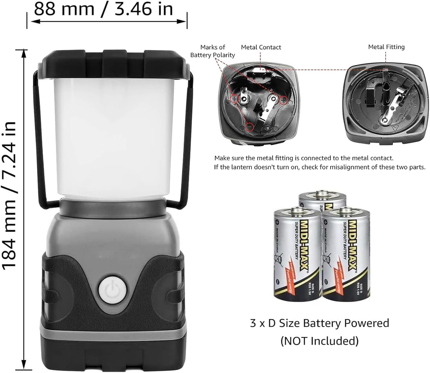 XIULIUU LED Camping Lantern, Battery Powered Camping Lights, 1000LM, 4 Light Modes, IPX4 Waterproof Tent Lights, Portable Flashlight for Power Outages Emergency Hurricane Hiking Not Rechargeable 1PCS image number 1