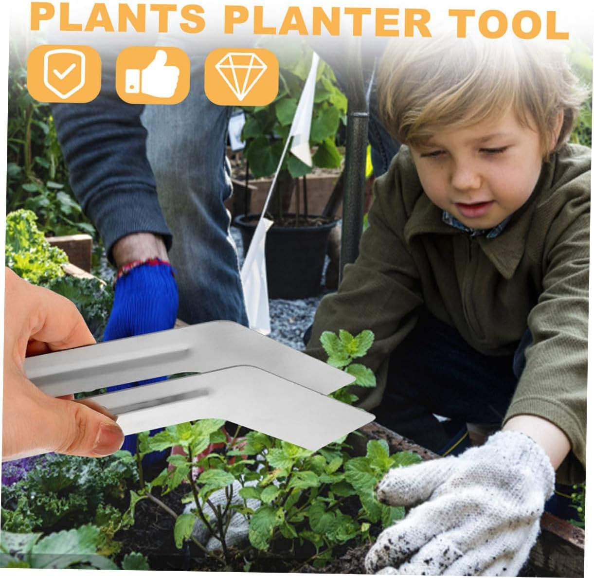 Yardenfun 2Pcs Stainless Steel Plants Transplanting Tool Garden Supplies Multi-Function Plants Remove Tong for Gardening image number 6