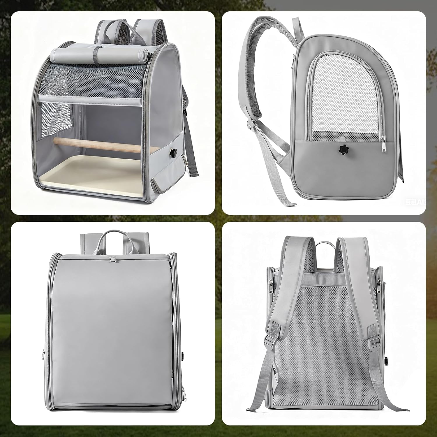 Bird Carrier Backpack, Transport Container for Birds with Feeder & Faeces Receiver, Bird Travel Cage Portable Pet Cage Made of Breathable Mesh for Small Parakeets Budgies image number 3