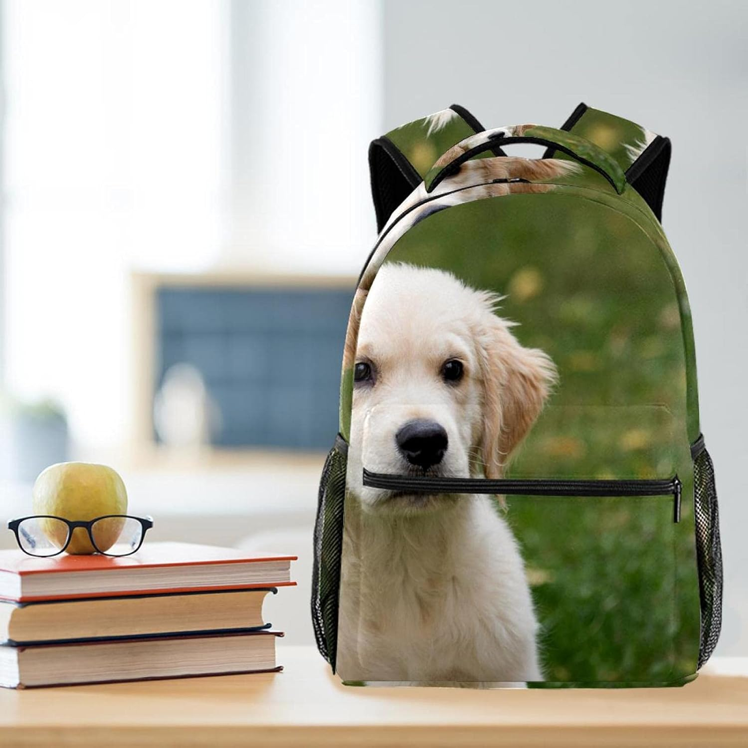 White Dog Backpack Students Shoulder Bags Travel Bag College School Tote Backpacks image number 1