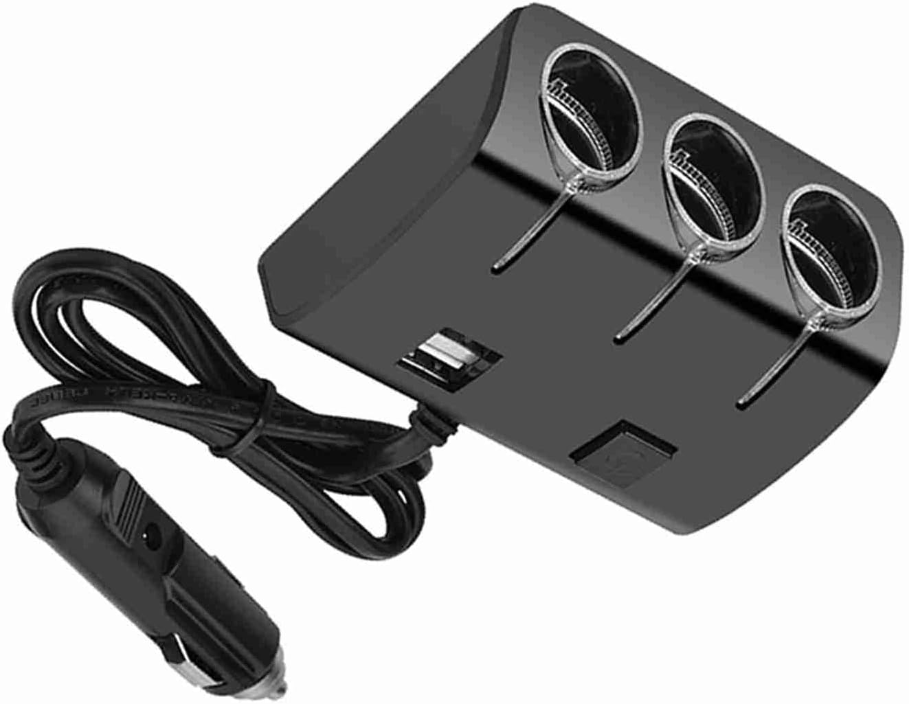 Depisuta 3 Way Car Cigarette Lighter Splitter, 120W High Power Dual USB Charger Adapter with LED Blue Light Indicator, Ideal for Smartphones Tablets Car Vacuum Cleaner image number 2