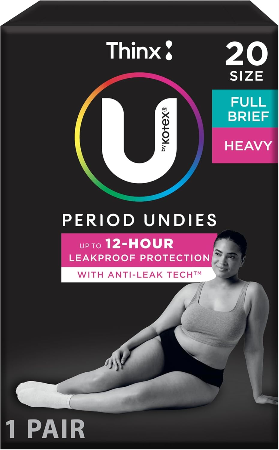 U by Kotex Thinx Period Undies Black Briefs Size 20 Heavy image number 5