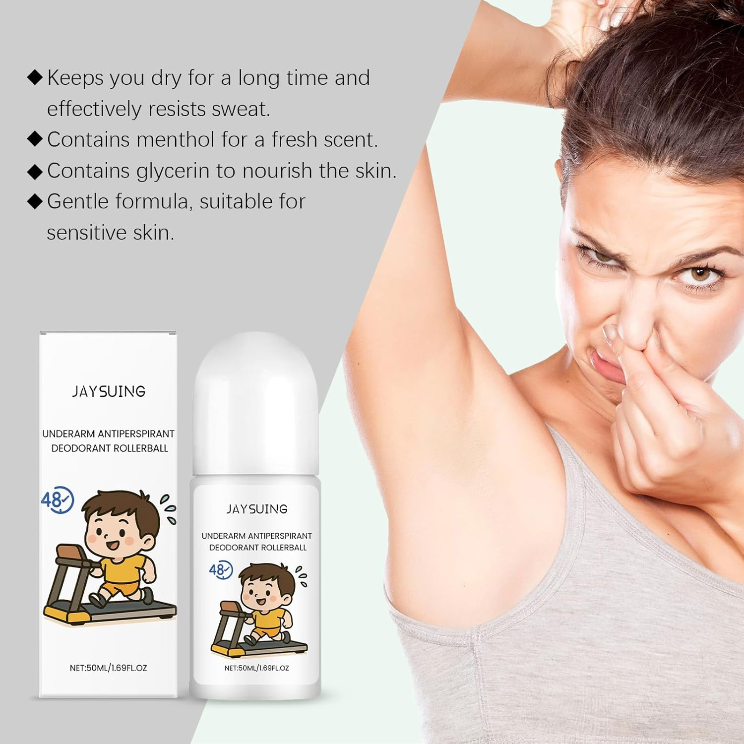 Antiperspirant Deodorant Rollerball, 50Ml, Long-Lasting Fresh Menthol Scent, Gentle Formula image number 5