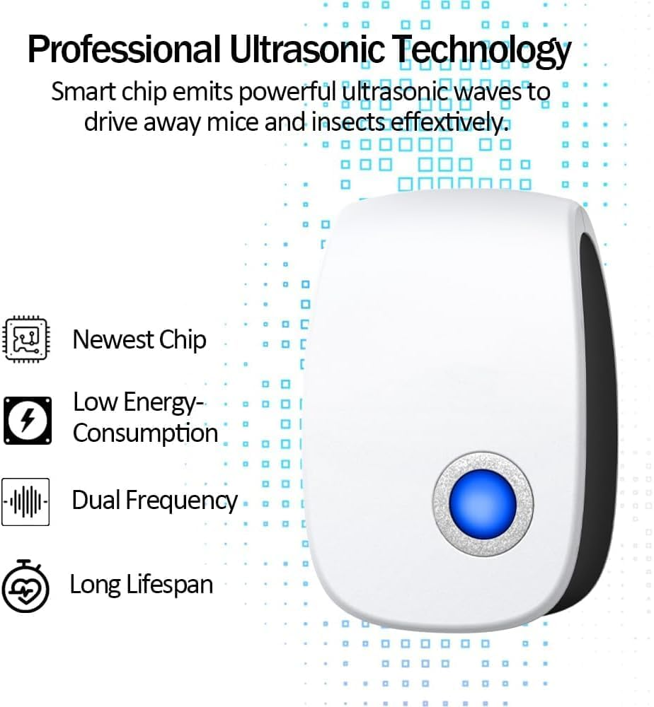 Ultrasonic Pest Control Repeller Electronic Pest Repellent Plug in Indoor Sonic Repellent for Rodents Cockroach Bug Roach Insects Mice Mouse Spiders Mosquitoes (6 Pack) image number 2