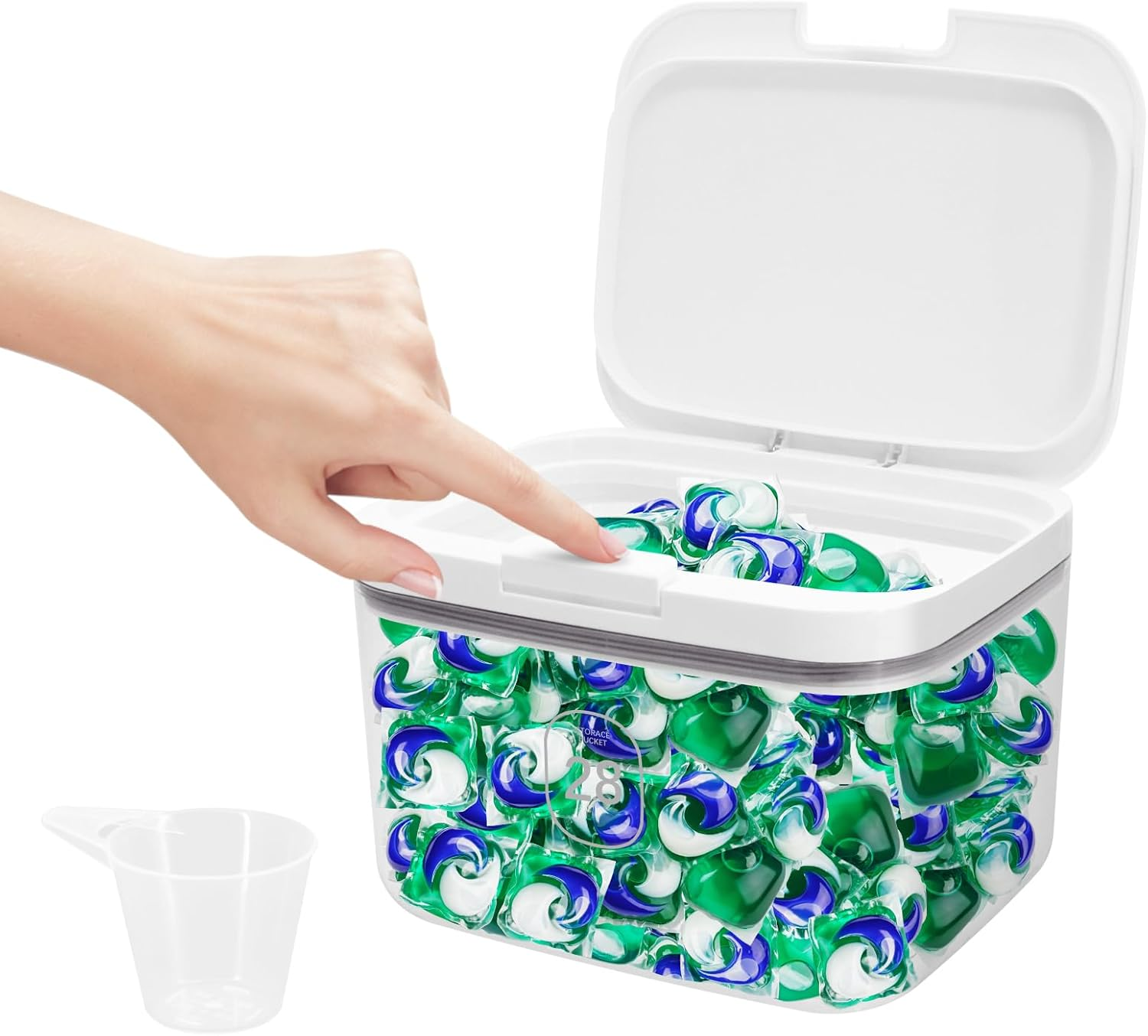 Cheuryae 2.8L Laundry Detergent Storage,Laundry Pods Storage Container with Measuring Cup,Large Capacity Storage Organizer for Bath Bombs, Scent Booster, Kitchen Food Storage Container (1) image number 5