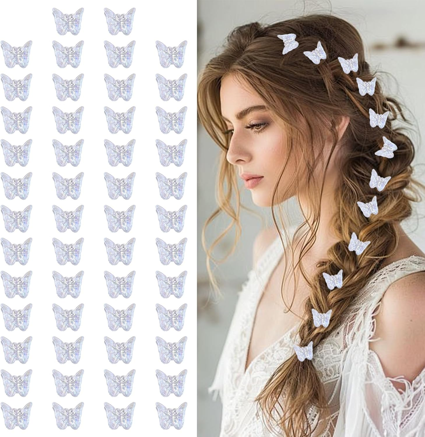 Gaivek 50 Pcs Mini Butterfly Hair Clips for Girls and Women, Cute Sparkly Colorful Tiny Claw Clips for Thick Hair, Small Hairstyling Accessories image number 3