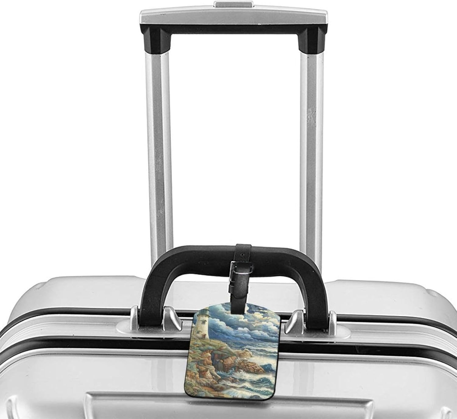 The Seaside Lighthouse Print Elegant Tag Stylish Tag Luggage Tag 4.3 X 2.76 Inch for Suitcases Travel Bags image number 1