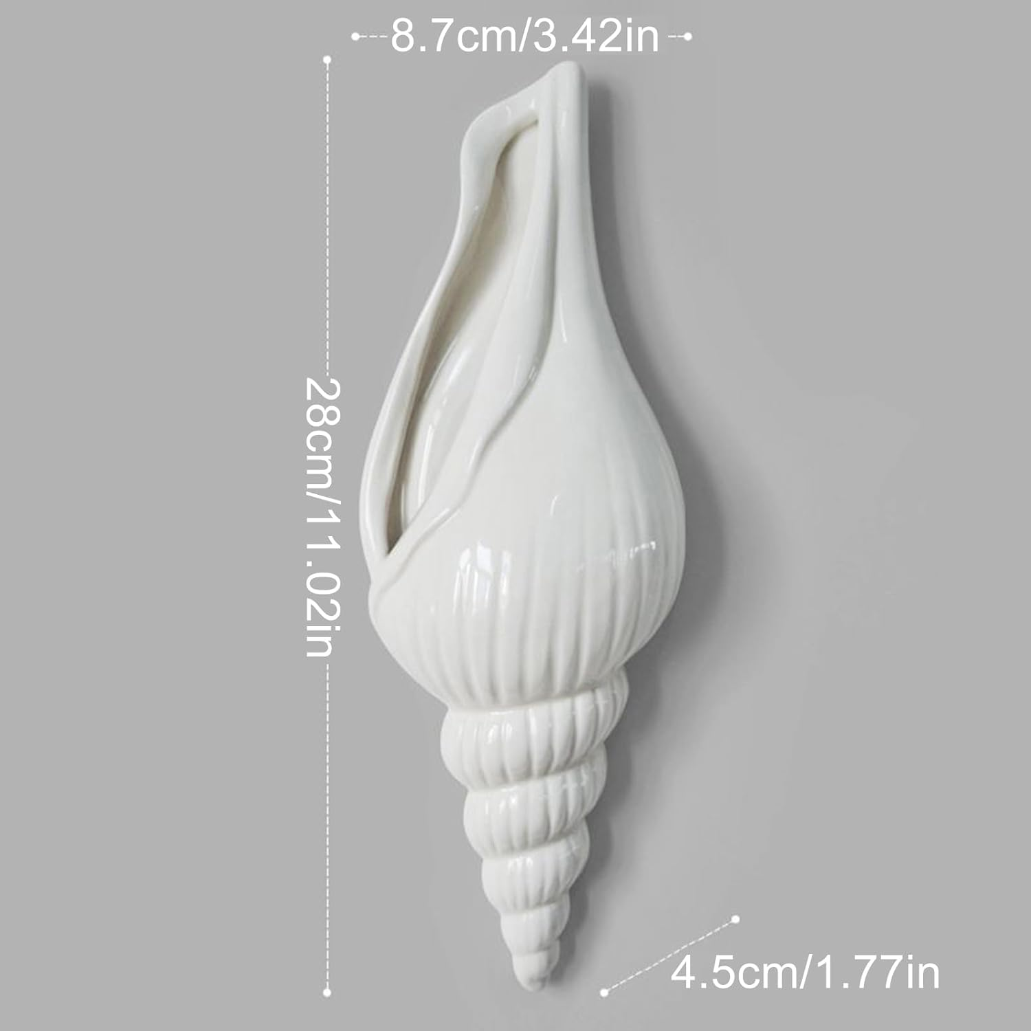 Decorative Vase &ndash; Sculptural Vase in the Shape of a Shell,Ceramic Wall Decor for Living Room, Bedroom and Apartment &ndash; Home Decoration Wall Mounted image number 5