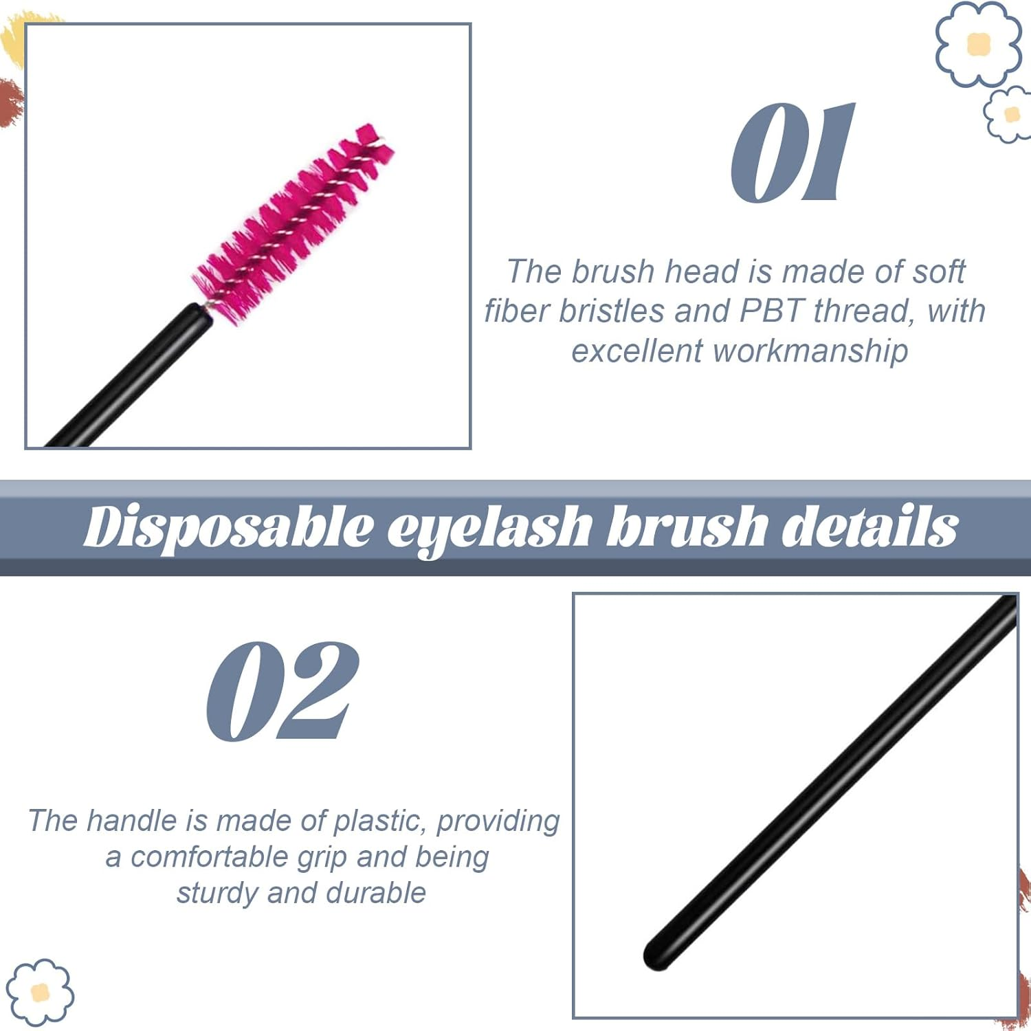 100 Pcs Disposable Spoolies,Eyebrow Brush,Eyelash Brush,Mascara Wand for Eyelash Extension and Eyebrow