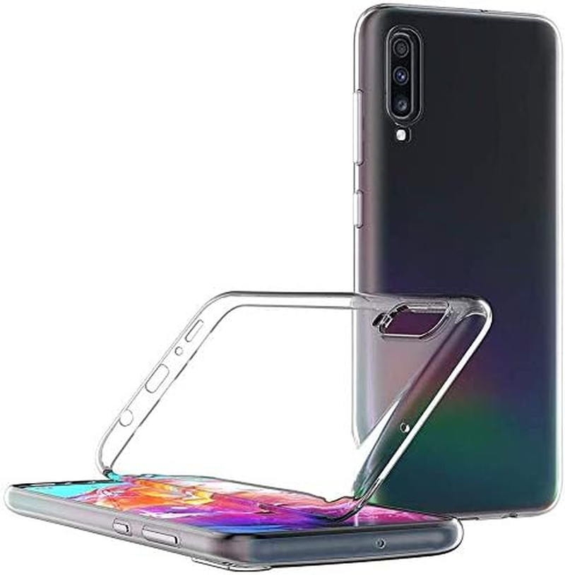 Captor Samsung A70 / A70S Clear Case, TPU Soft and Thin Silicone Case Full Body Protection with Raised Edge for Screen and Camera image number 2