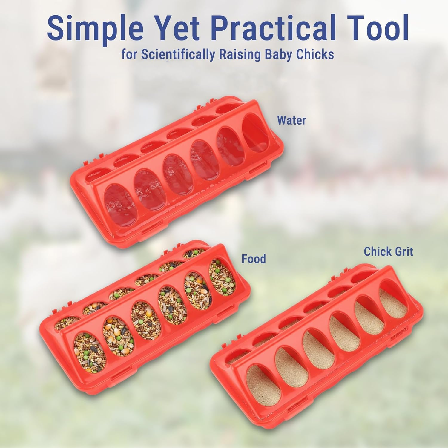 2 Pieces Bird Feed Dish for Pigeons, 6 Slot Feeder Pigeon Parrot Chicken, Chick Feeder and Waterer, Durable Water Trough for Efficient Animal Feeding and Easy image number 4