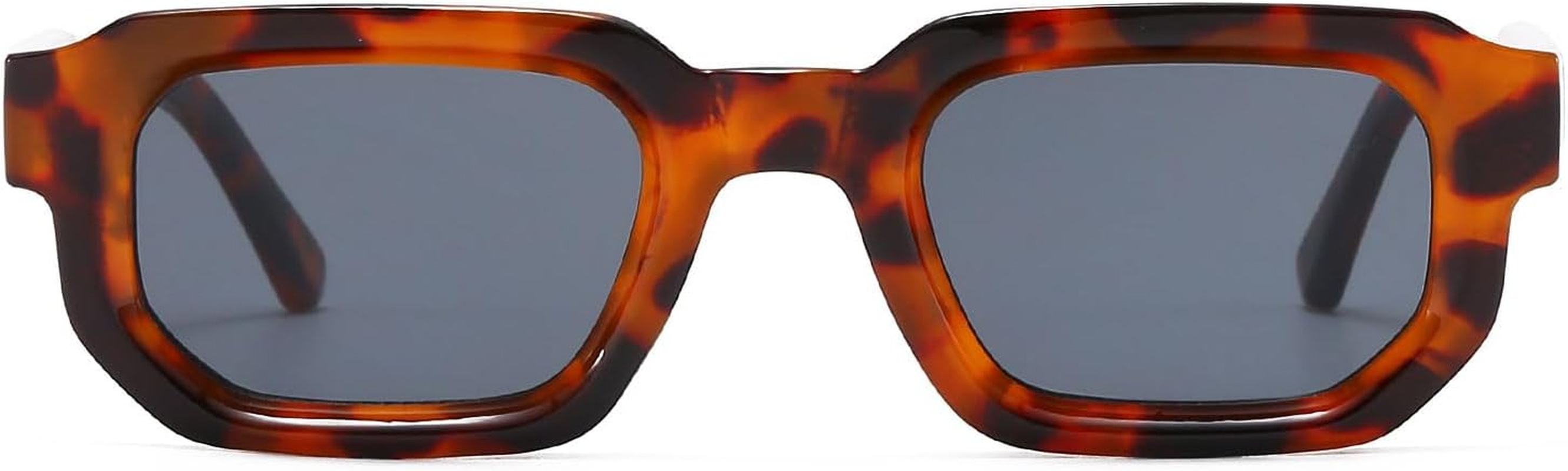 LJCZKA Vintage Rectangle Sunglasses for Women Men Retro Small Square Sunglasses Thick Frame with UV400 Protection - Black Blue image number 3