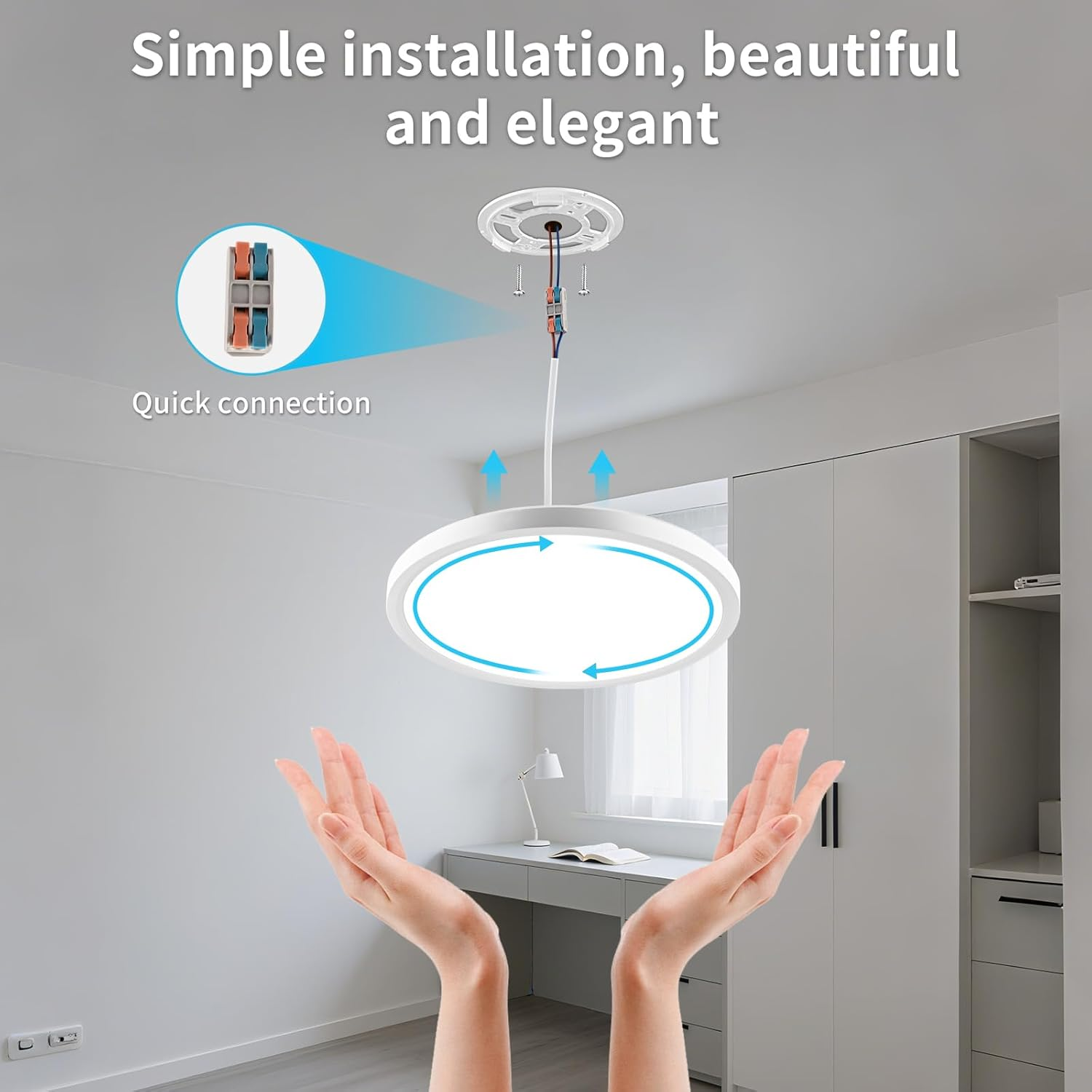 LED Ceiling Light with Motion Sensor 22Cm,18W round Ceiling Lamp PIR Motion Detector Indoor, Twilight Sensor, Neutral White for Bathroom, Hallway, Kitchen, Balcony, Cellar, Garage, Attic (22CM) image number 3