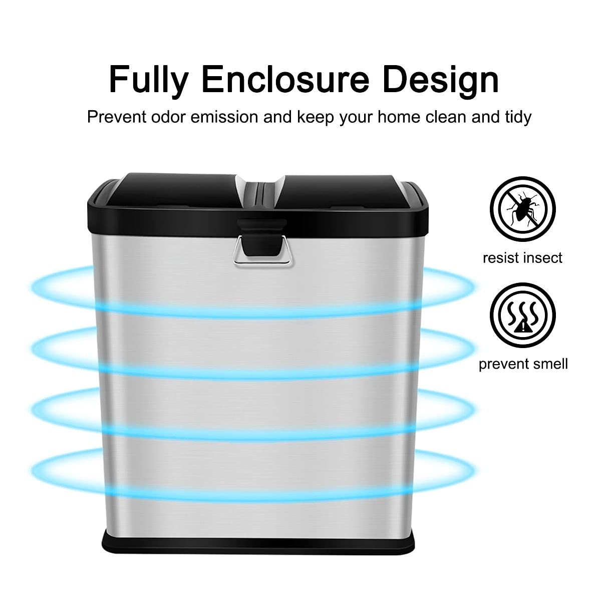Maxkon 60L Foot Pedal Trash Bin Dual Kitchen Rubbish Bin Step Recycle Garage Can with Plastic Flip-Top Lids & Removable Inner Bucket Matte Finish Stainless Steel Silver - Sliver-54 Pedal image number 4