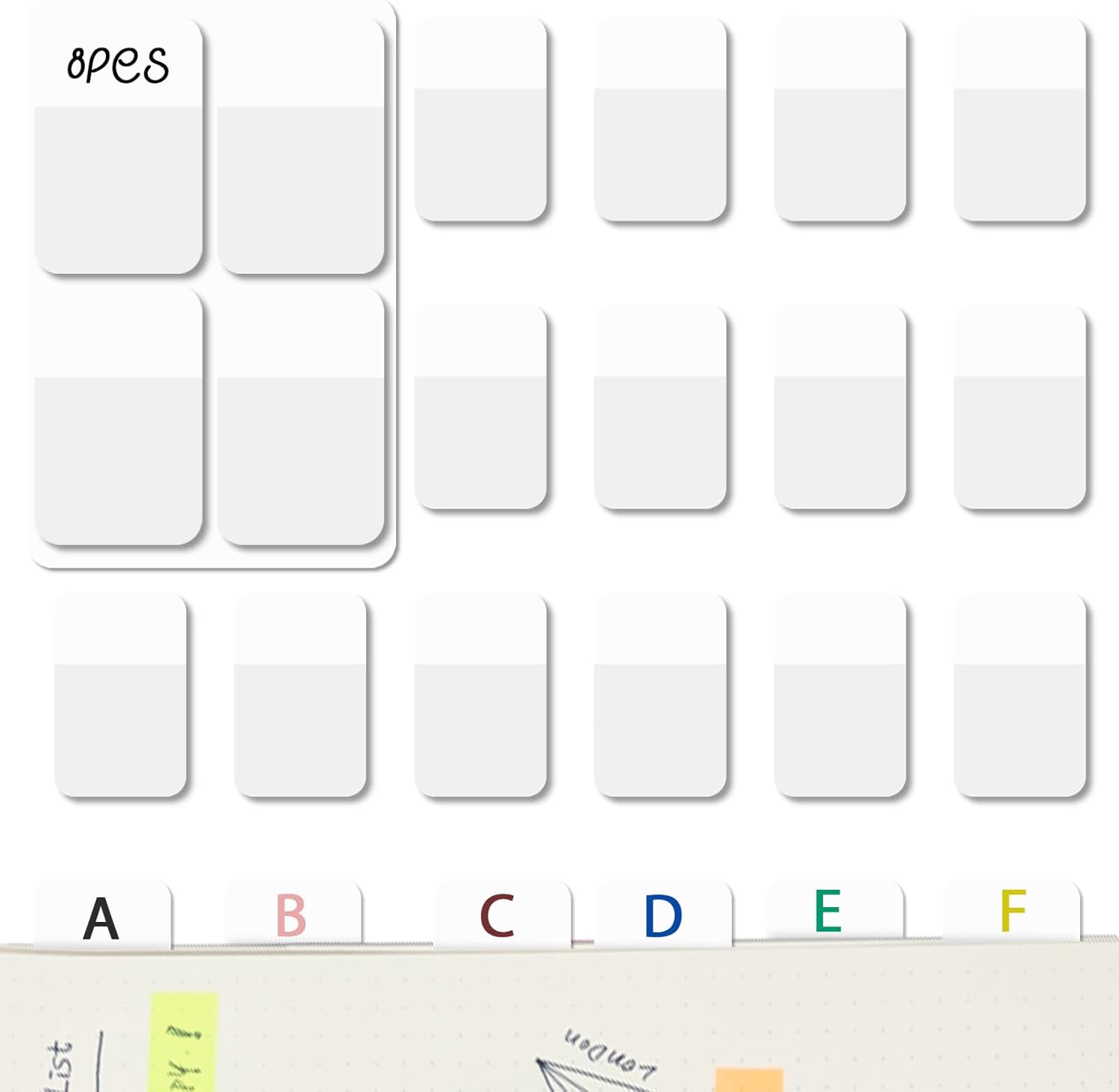 640 Pieces Sticky Index Tabs, 1.5 X 1 Inch Index Tabs Page Repositionable and Writable Book Sticky Tabs Page Tabs Index Tabs for Binder, Book, Paper, Note, Filer Folder, Document (White) image number 5