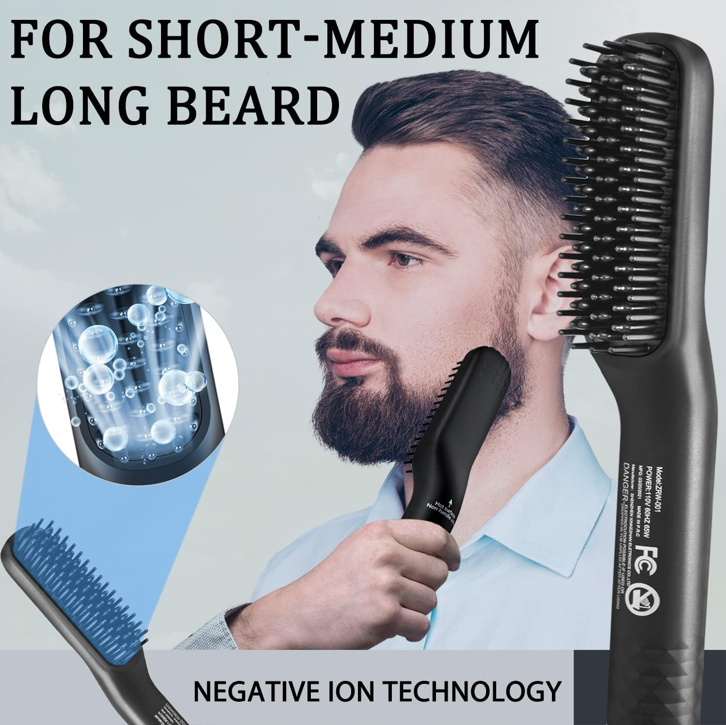 Beard Straightener W/Balm & Growth Oil & Guide E-Book,Upgraded 3 in 1 Hair Straightener Brush Beard Straightening Comb,Unique Stocking Stuffers Gifts for Men Him Husband