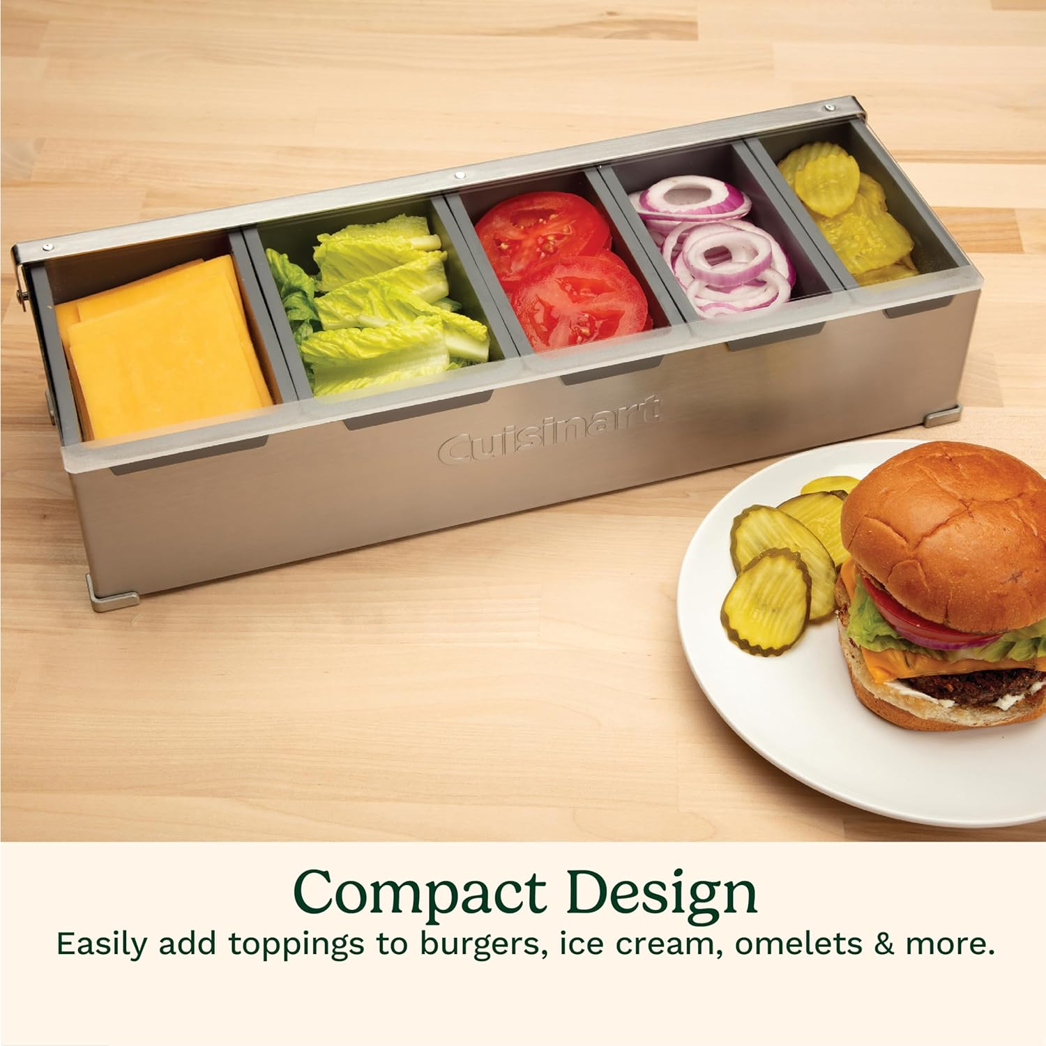 Cuisinart CPS-617A CPS-617 Condiment & Topping Station, Food Containers with Translucent Lid, 18-Piece image number 2