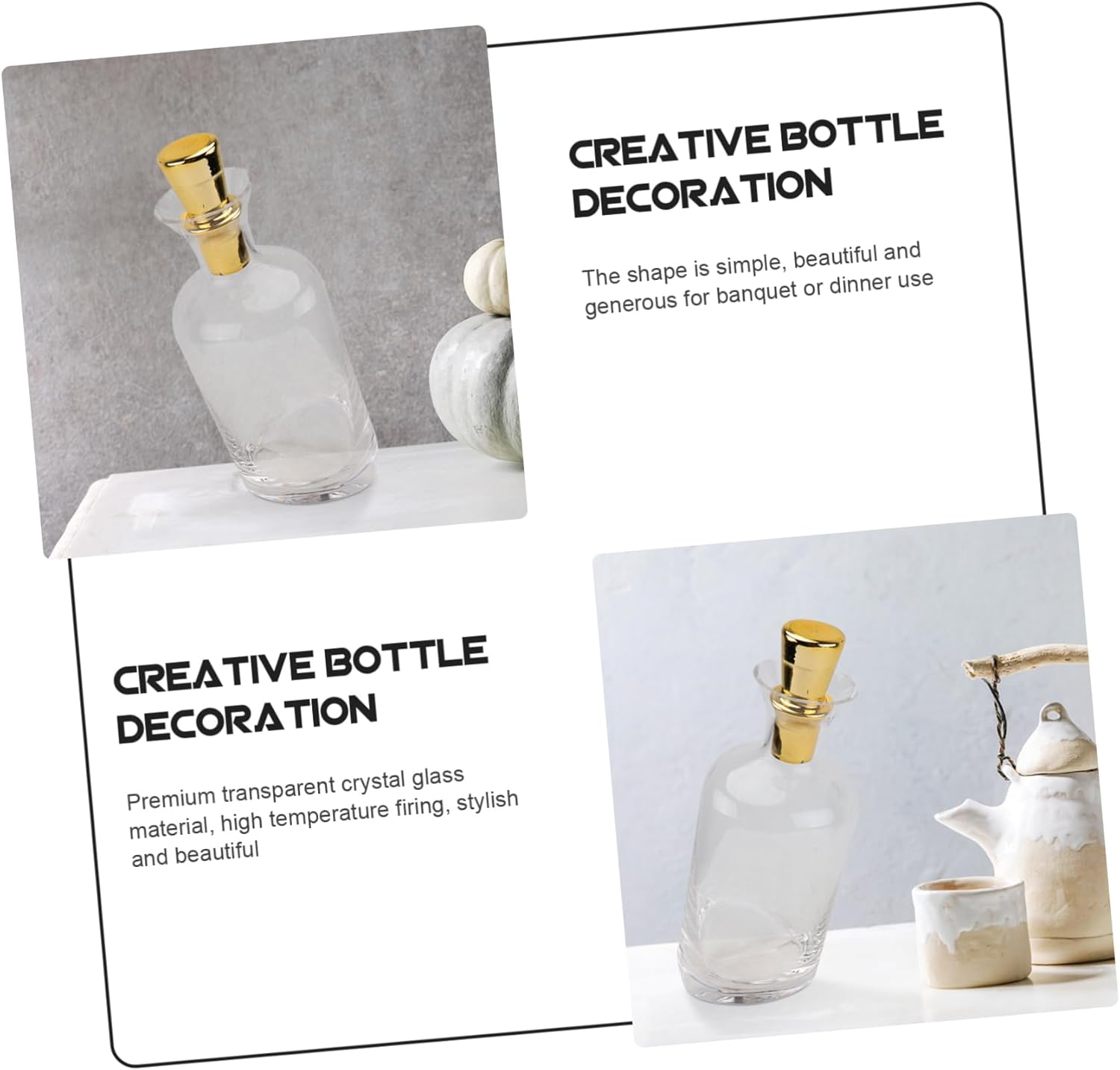 CATIEBYE Creative Crystal Wine Flask Gold Lid Glass Decanter Elegant and Practical Wine Storage for Cocktail image number 1