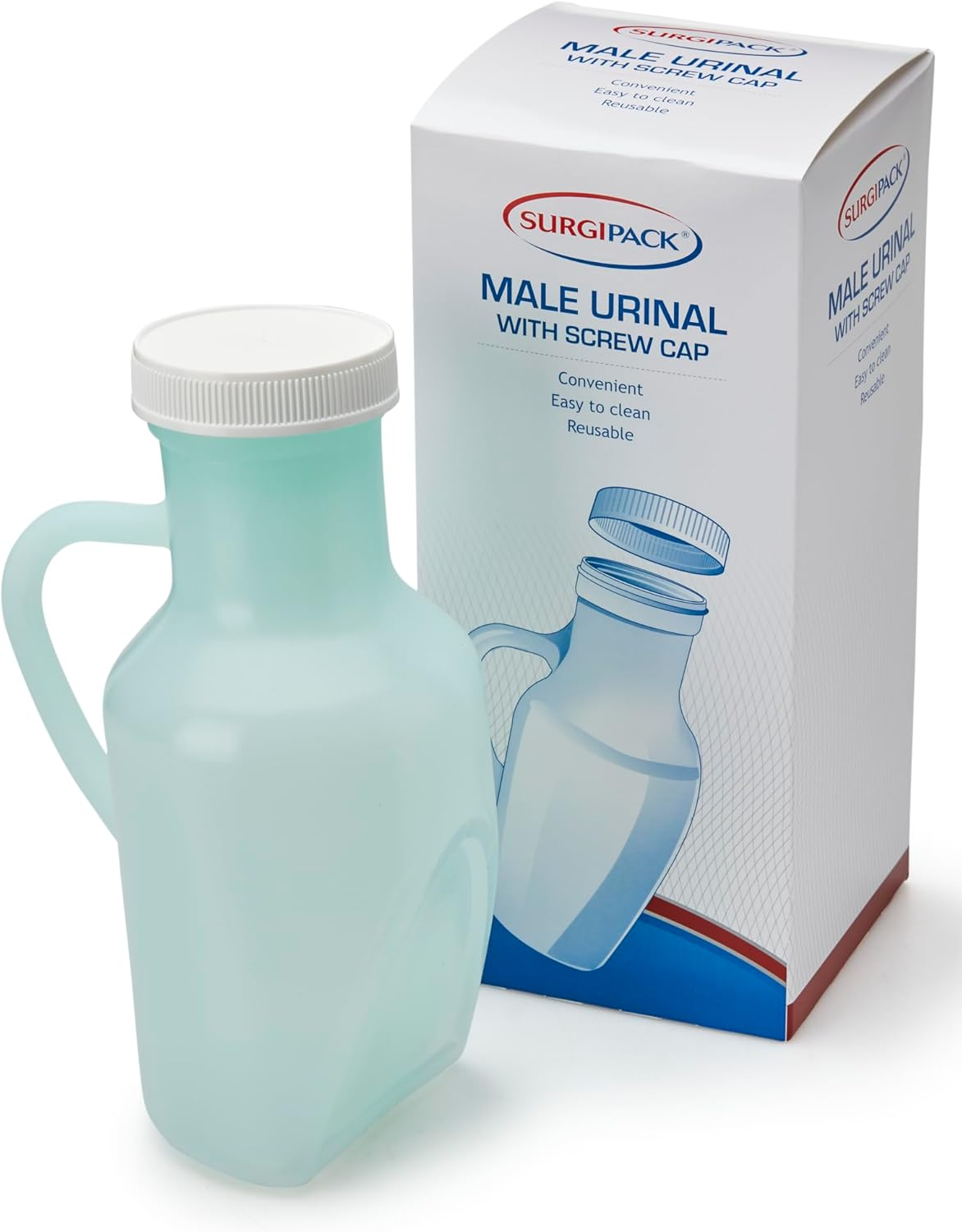 Surgipack 6362 Male Urinal Bottle with Screw Cap Lid, 1 Litre Capacity image number 2