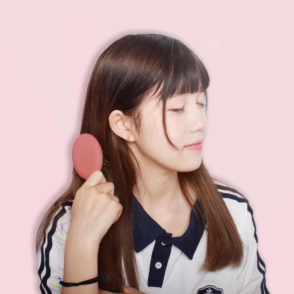 Hair Brush, Travel Pocket Small Boar Bristle Comb, Mini Portable Detangling Brushes for Baby Kids, Adults, Styling Hair Care Tools (Black) - Black image number 5