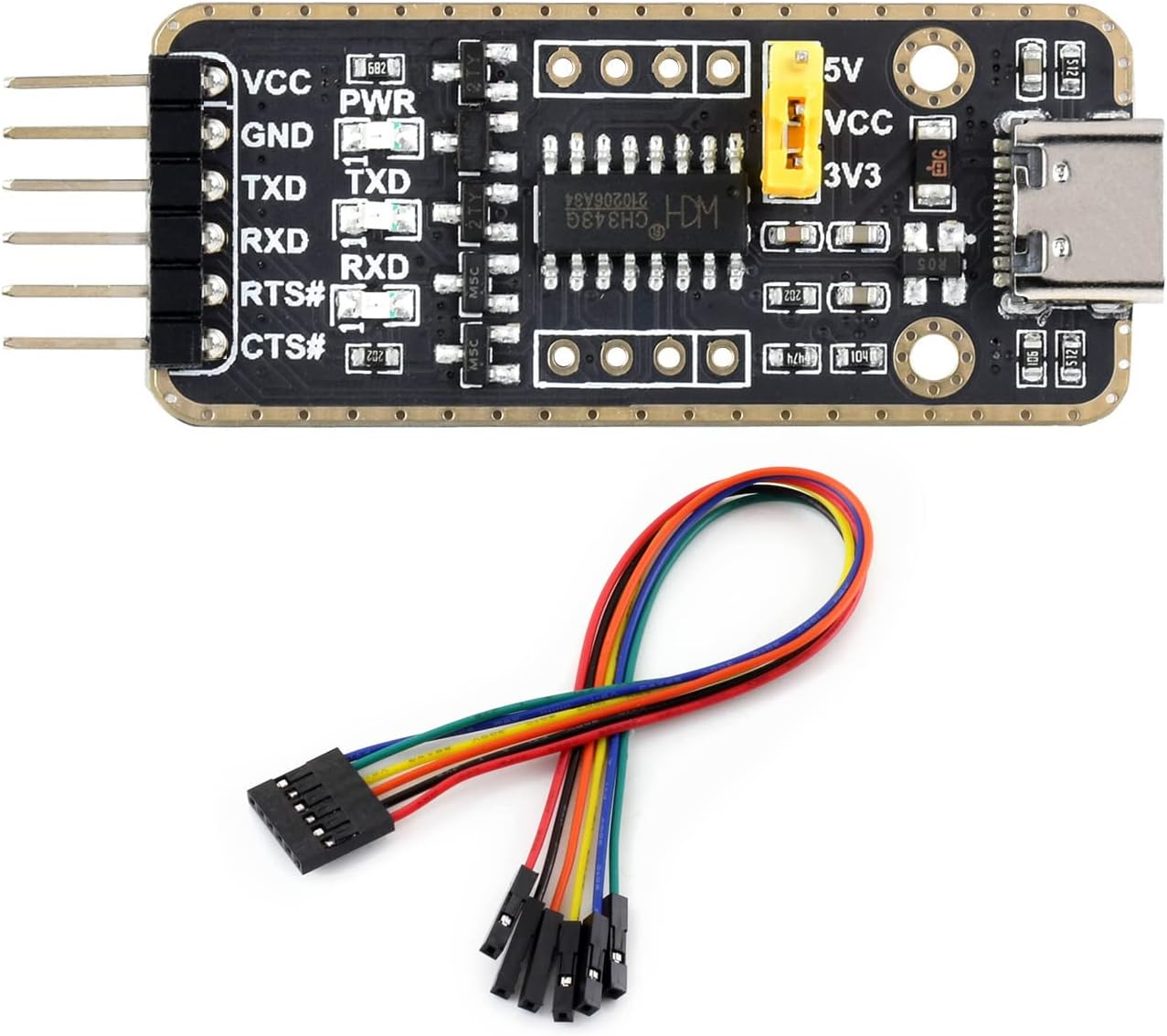 Waveshare USB to UART Communication Module High Baud Rate Transmission with Type-C Connectors Multi-Device Applicable Multi-System Compatible-Type-C Connectors