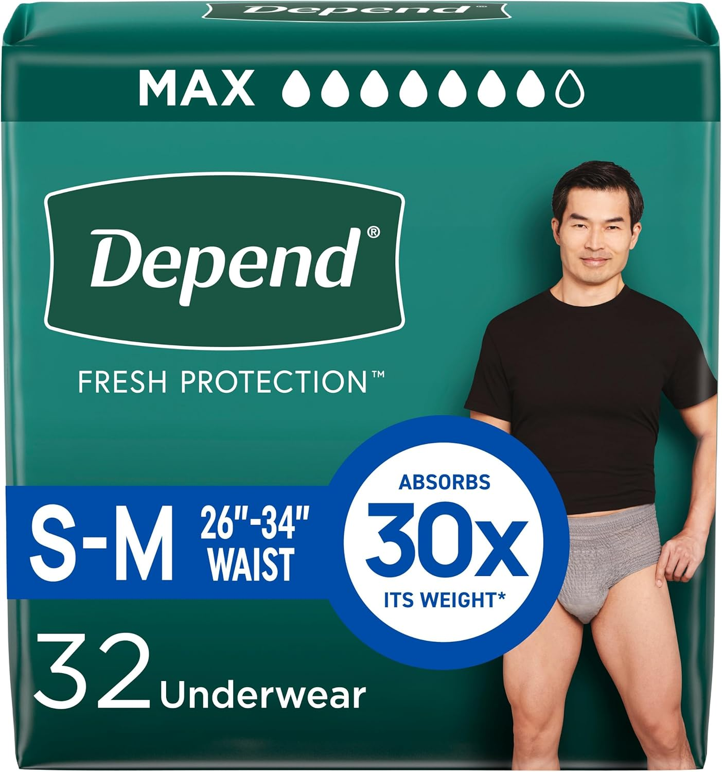 Depend FIT-FLEX Incontinence Underwear for Men, Maximum Absorbency, S/M, 32 Count Packaging May Vary image number 3