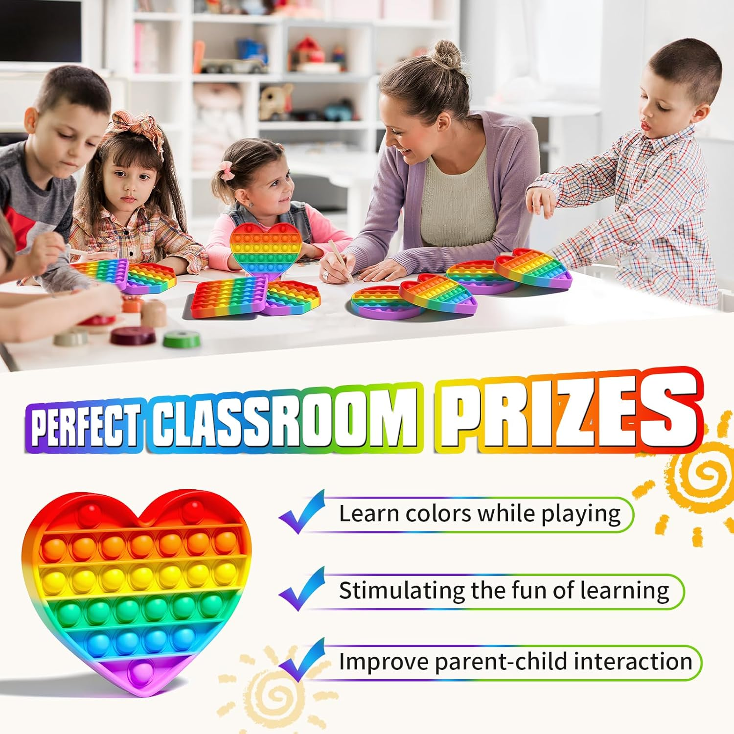 12 Pack Fidget Toys,Pop Fidgets Pack Party Favors for Kids & Adults,Push Sensory Toys Bulk Toddler Toys,Stress Relief Gifts for Easter Basket Stuffers,Party Supplies,Classroom Prizes image number 6