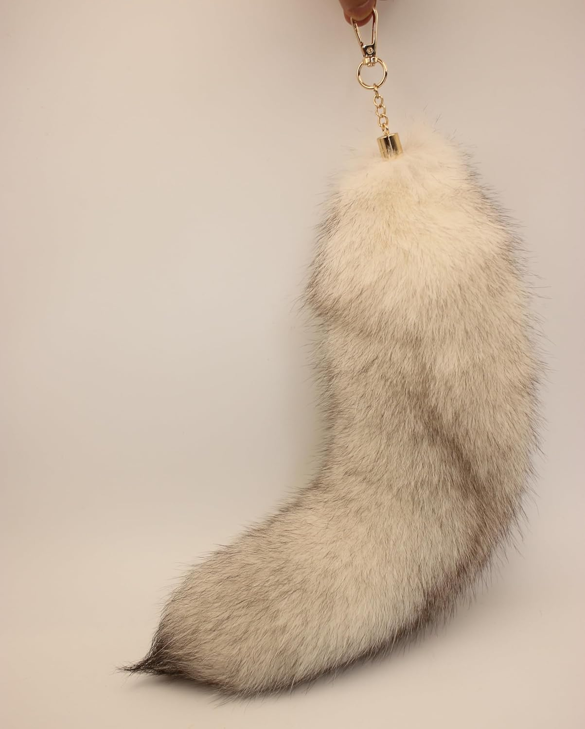Huge Fluffy White Gray Fox Tail Fur Cosplay Toy Hook Handbag Accessery image number 6