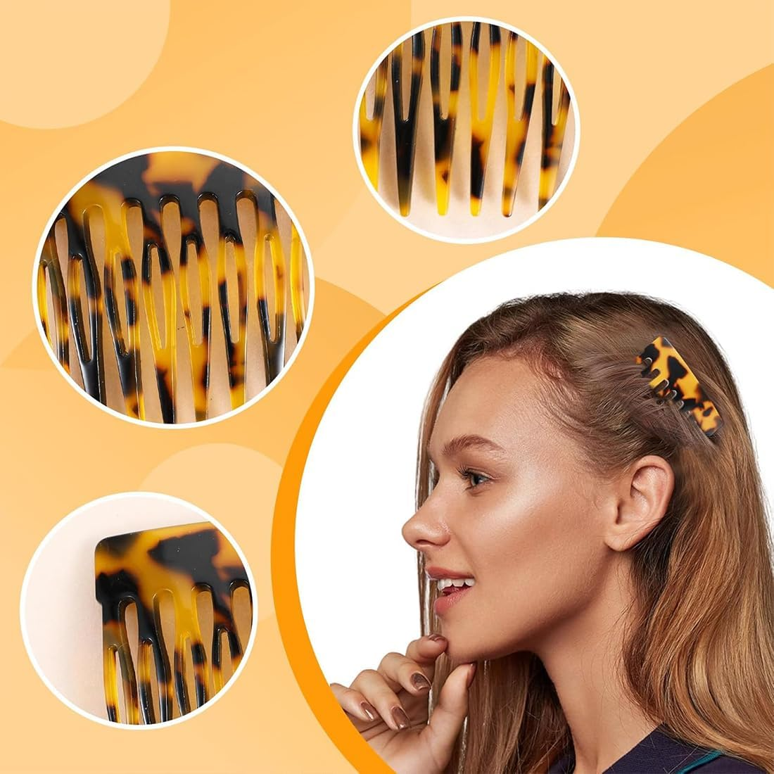 COYUN Pack of 3 Hair Combs for Plugging, French Side Combs Made of Cellulose Acetate, French Twist Comb Hair Clips with Teeth for Hair Accessories Women Girls image number 1