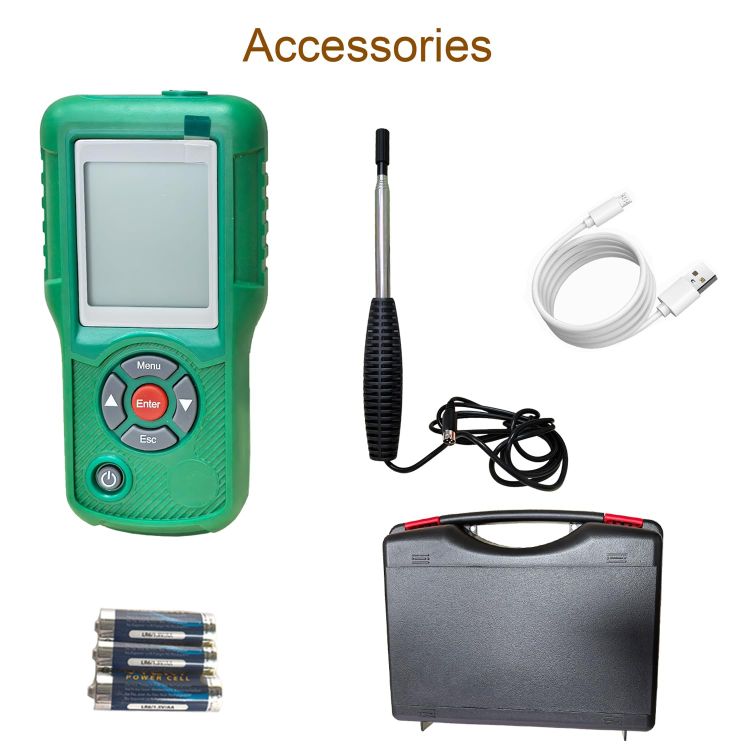 Professional Hot Wire Anemometer &ndash; Wind Speed Meter & Air Flow Measurement for HVAC, Measures CFM/CMM, Temperature (℃/℉), Ventilation Ducts, Fans | Auto-Off & Backlit LCD Display