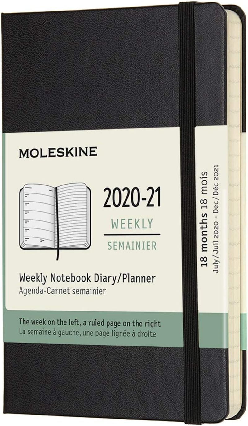 Moleskine 18 Monate Wochen Notizkalender 2020/2021 Extra Large, Saphir: 1 Wo = 1 Seite, Rechts Linierte Seite