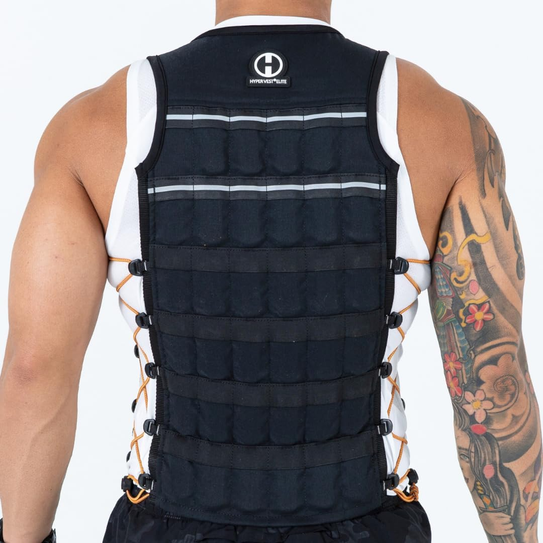 Hyperwear Hyper Vest Elite Adjustable Weighted Vest 10Lbs/15Lbs/20Lbs, Black Tough Cordura, Thin Steel Running Weights, Reflective Shock Cord and Trim, Thin Great Unisex Fit image number 4