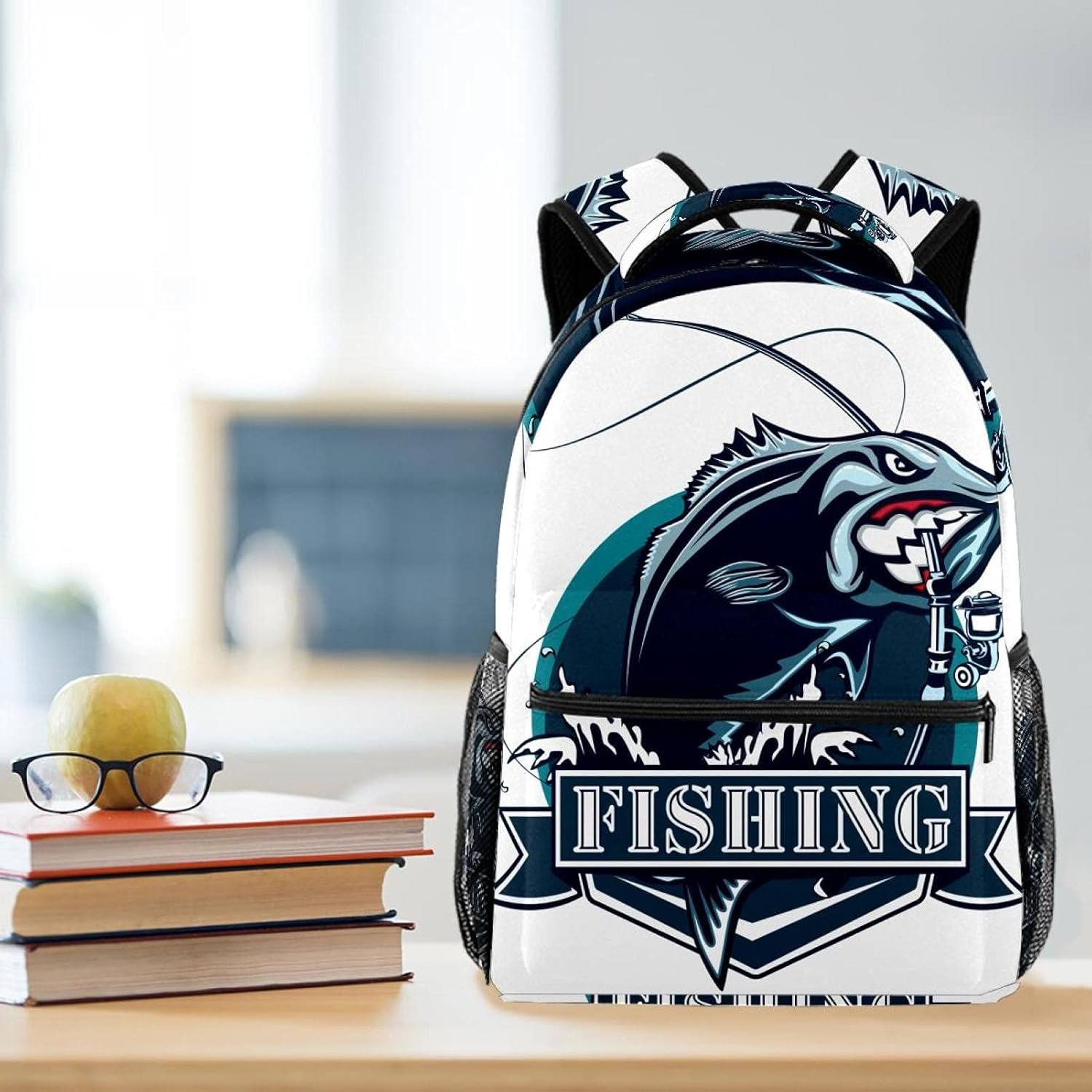 Bass Fish and Fishing Backpack Students Shoulder Bags Travel Bag College School Tote Backpacks image number 4