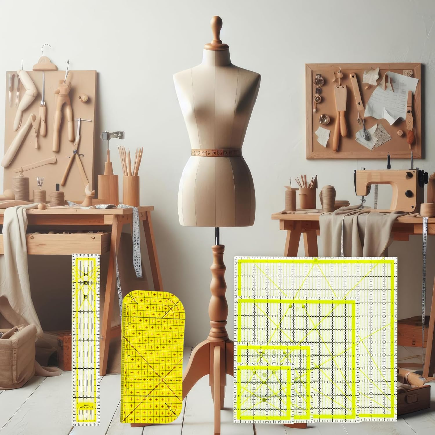 6-Piece Acrylic Quilting Ruler Set for Fabric Cutting and Craft Templates, Double-Sided image number 2