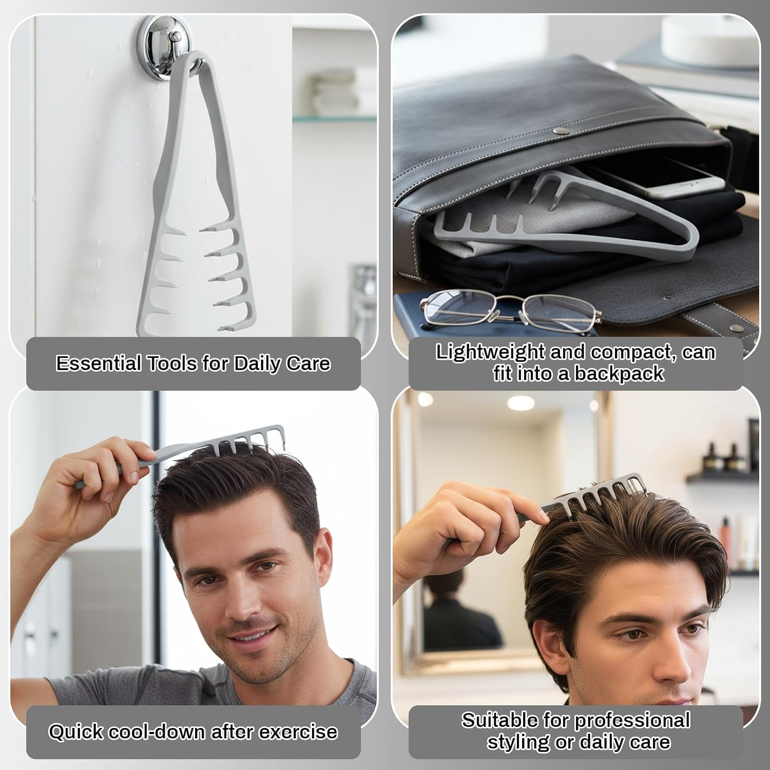 Styling Comb with Texture Comb, Texture Styling Comb, Wide Tooth Comb Men, Roots Volume Toollelicht Care Accessories, Ideal for Curly Hair, Volume for Hair Roots with Bangs image number 2