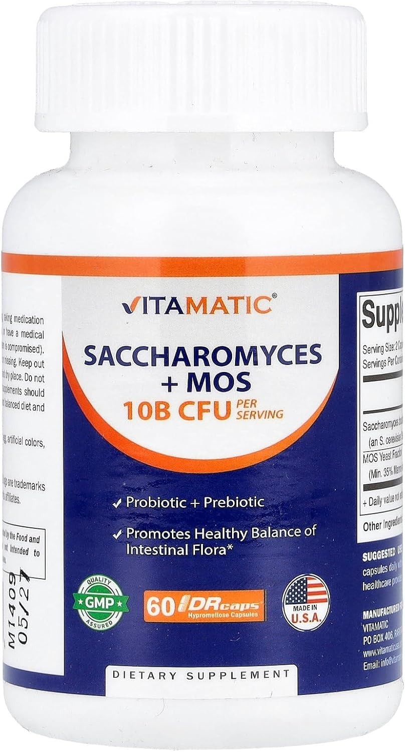 Vitamatic Saccharomyces Boulardii Probiotic, 10 Billion per Serving, Yeast Extract (MOS Yeast Fraction) 300Mg, 60 Capsules, Made in USA image number 1