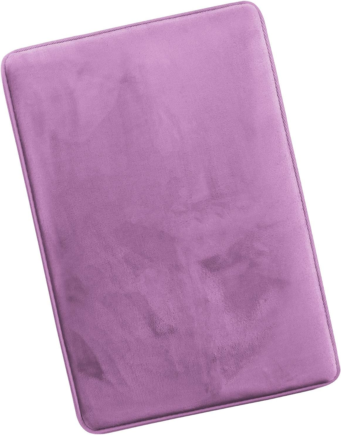 Clara Clark 3 Piece Bathroom Rugs Bath Mat Set, Velvet Memory Foam Bath Mats for Bathroom - Non-Slip, PVC Backing Bath Rugs, Washable - Dries Quickly, Lavender