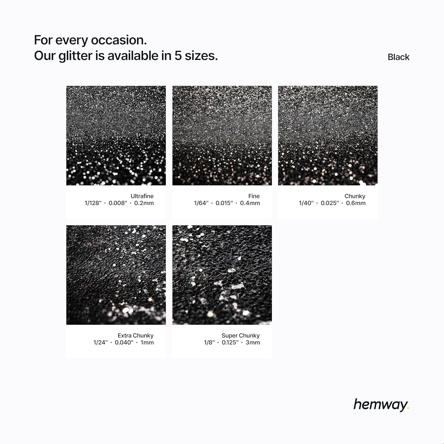 Hemway Eco Friendly Biodegradable Glitter 100G / 3.5Oz Bio Cosmetic Safe Sparkle Vegan for Face, Eyeshadow, Body, Hair, Nail and Festival Makeup, Craft - 1/64" 0.015" 0.4Mm - Black image number 6
