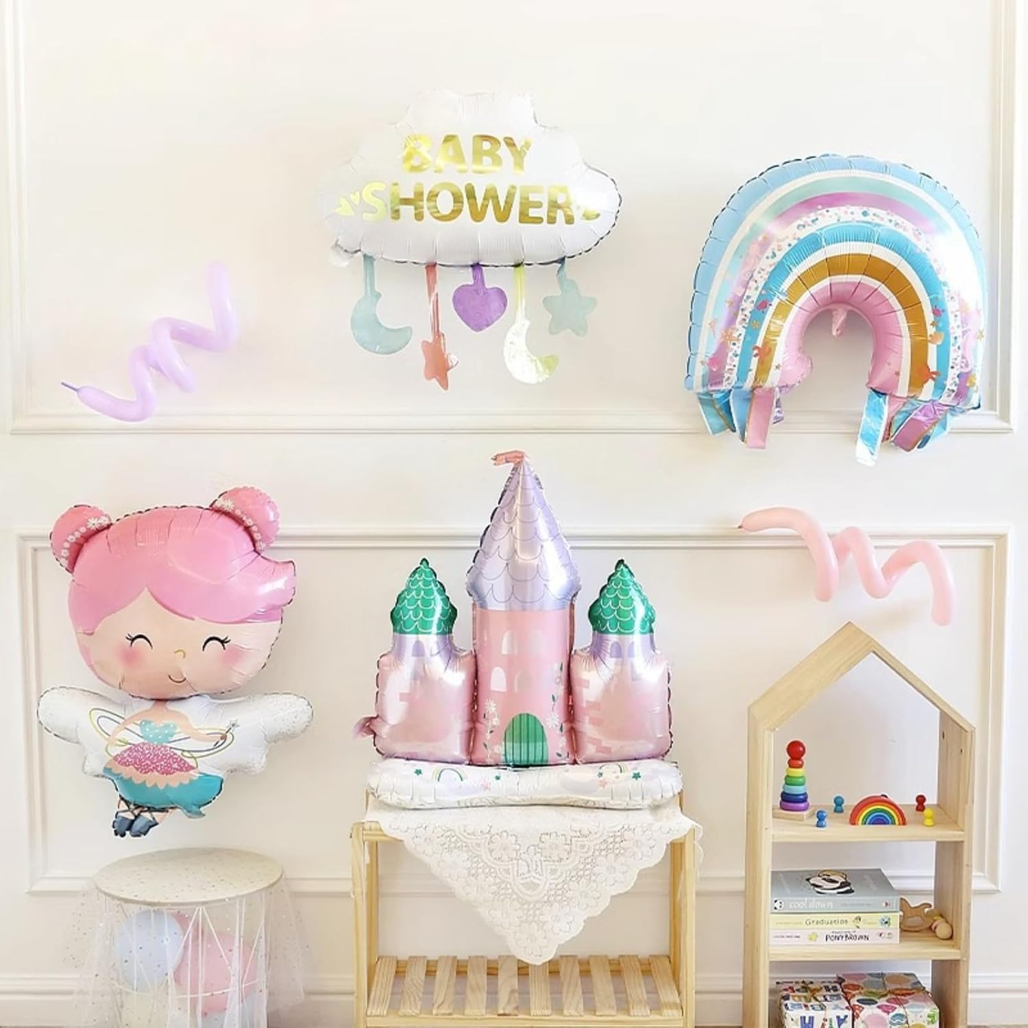 Princess Castle Standing Foil Balloon, Large Format Foil Balloon Birthday Decoration, Castle Balloons Party Decoration Children'S Birthday for Boys Girls and Adults (Pink) image number 5