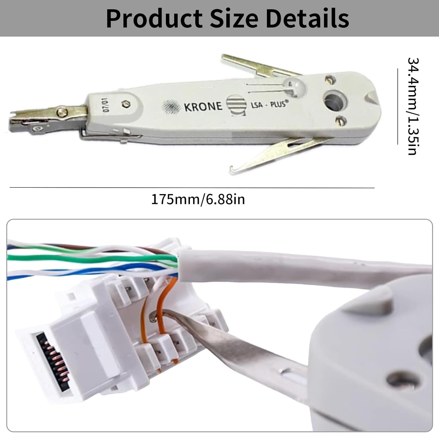 2PCS Punch down Tool, Multifunction Krone Type Idc/Network Wire Punch down Tool, Professional Telephone Impact Terminal Insertion LSA Mounting Tools Compatible with RJ45, Cat5, Cat5E, Cat6 RJ11 (Grey)