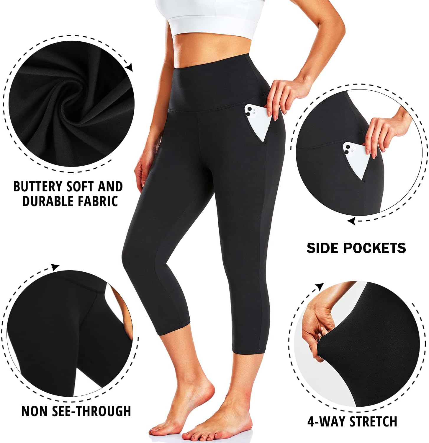 FULLSOFT 3 Pack Capri Leggings for Women image number 1